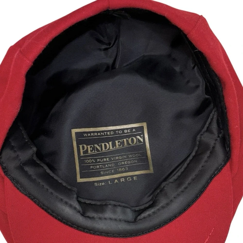 Vintage‎ Pendleton Red Wool Newsboy Cabbie Cap Hat Sz  Large USA